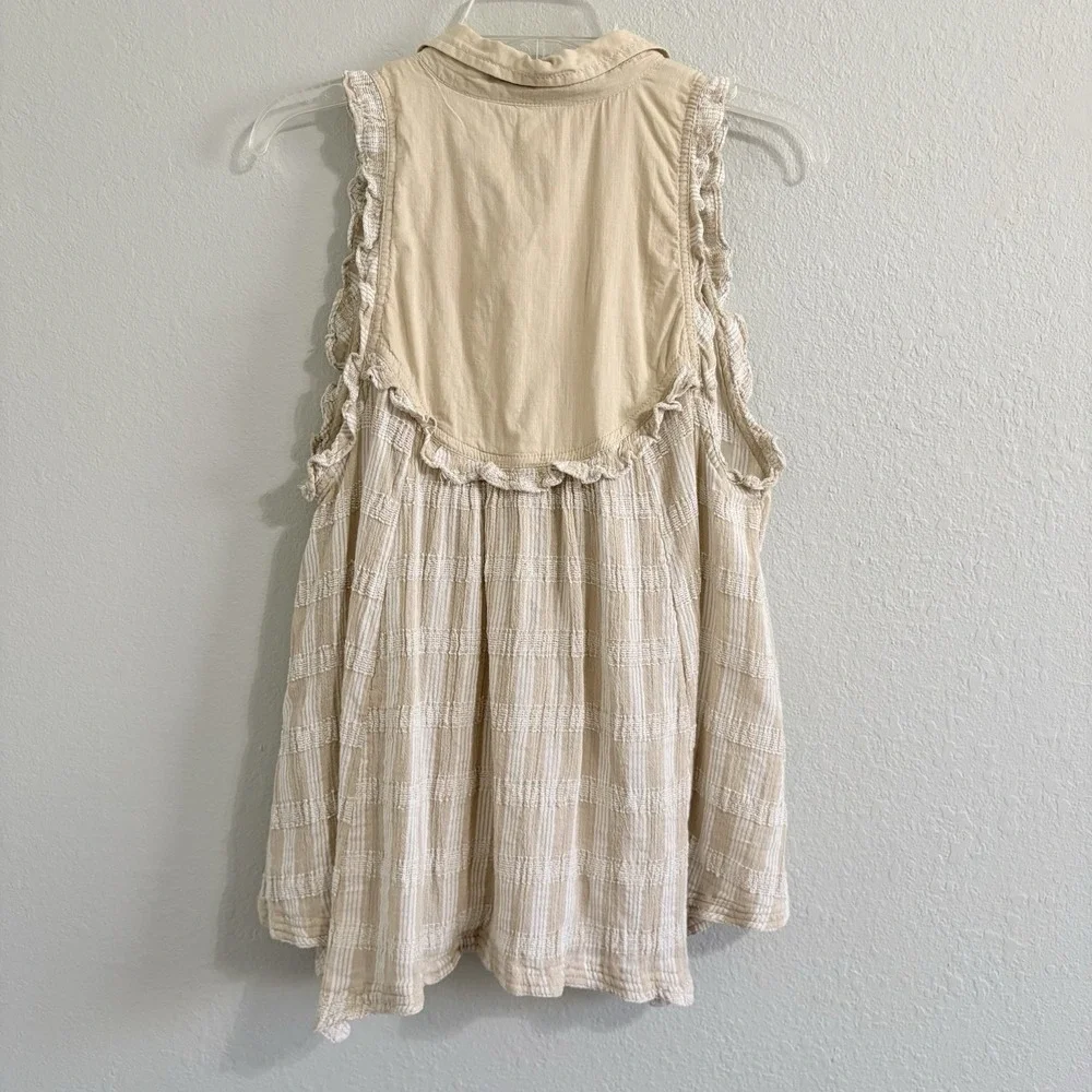Pilcro Anthropologie Textured Babydoll Tunic Top Large Ruffle Cottagecore Boho - Picture 3 of 14